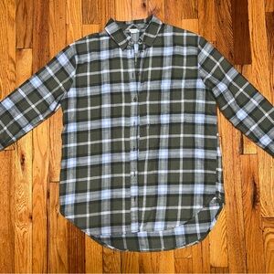 aerie green/blue plaid flannel button up shirt